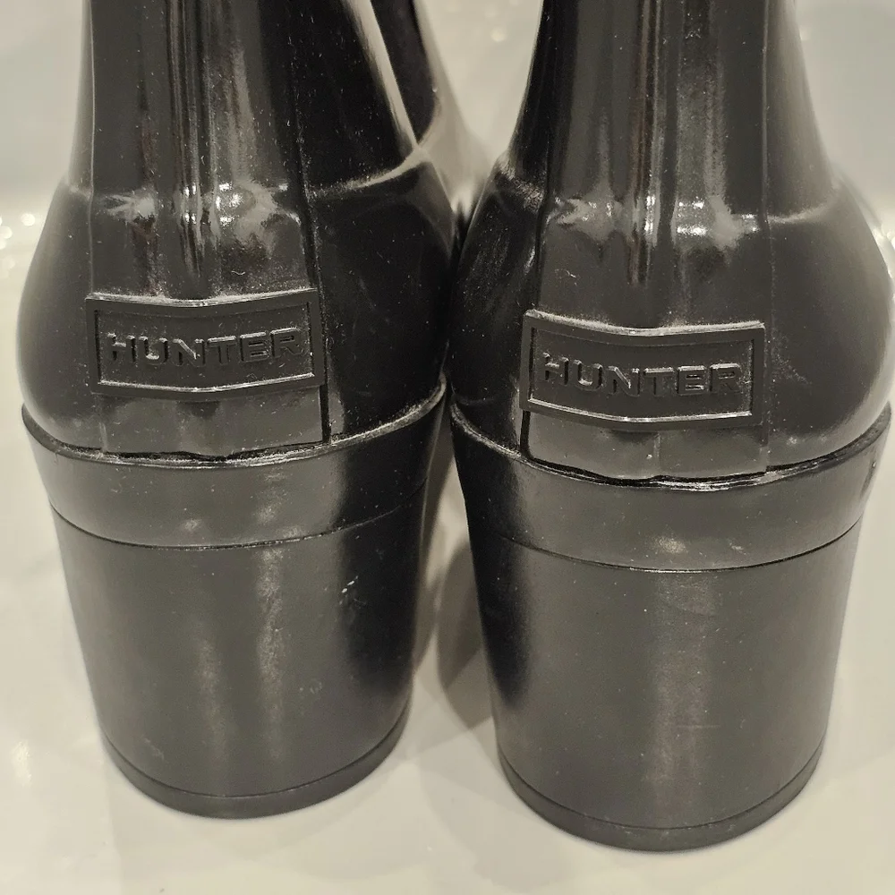 [NEW] HUNTER Black Glossy classic ankle rainboot NWOT